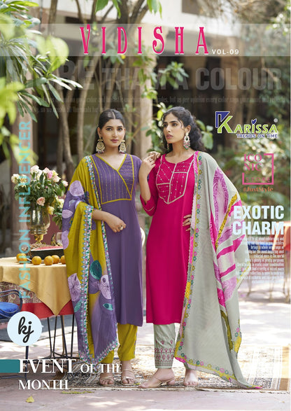 Vidisha Vol 9 Karissa Liva Rayon Readymade Pant Style Suits Supplier Gujarat