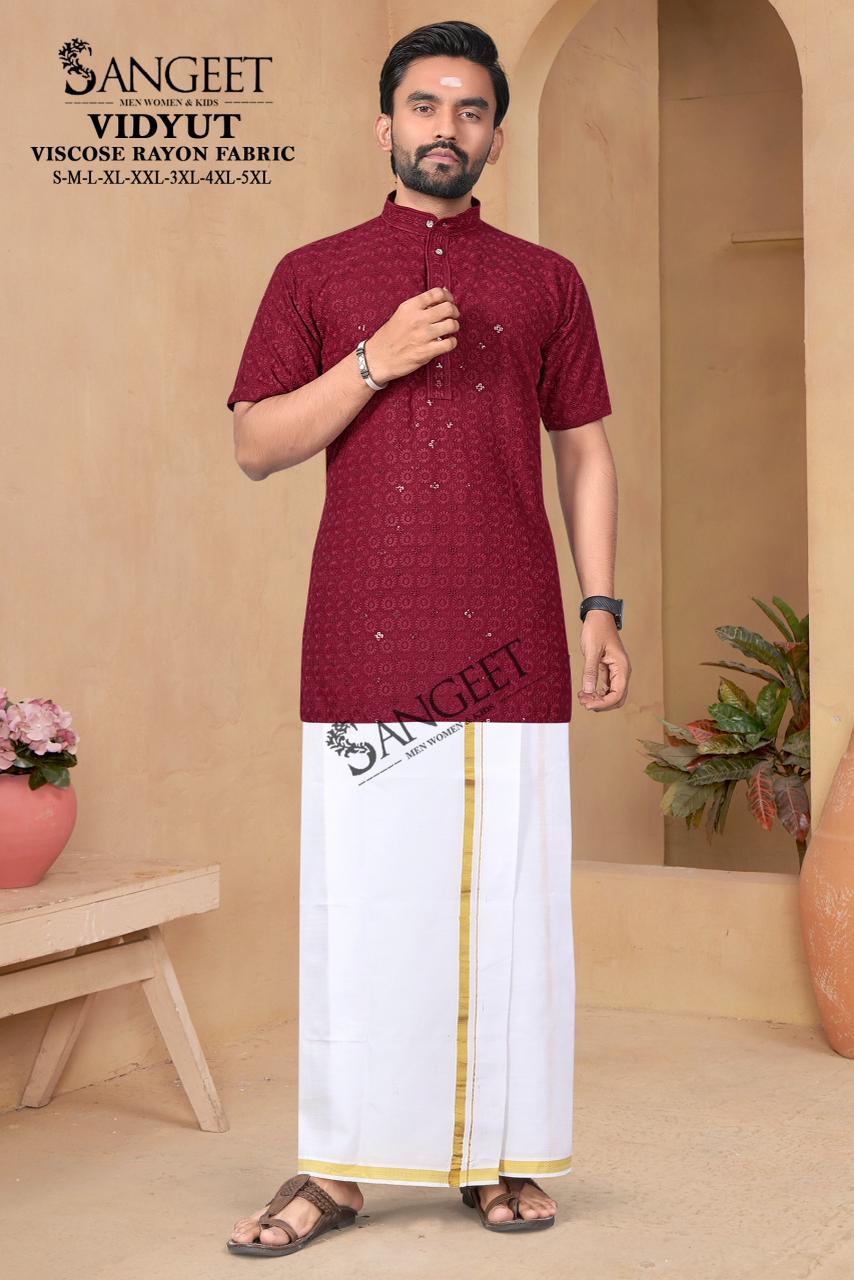 Vidyut Short Sangeet Viscose Rayon Mens Kurta Wholesaler India