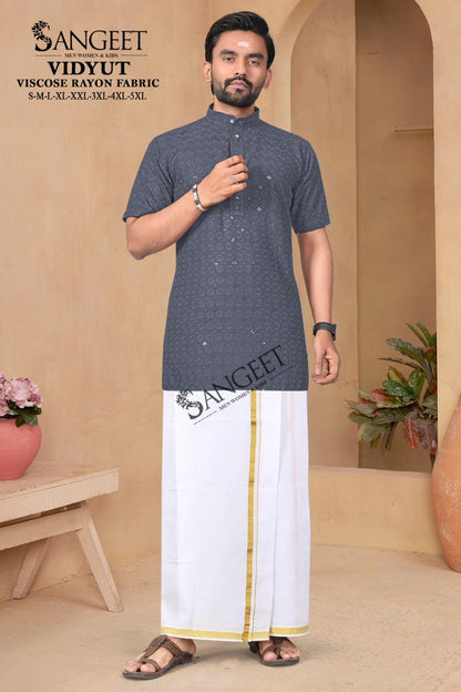 Vidyut Short Sangeet Viscose Rayon Mens Kurta Wholesaler India