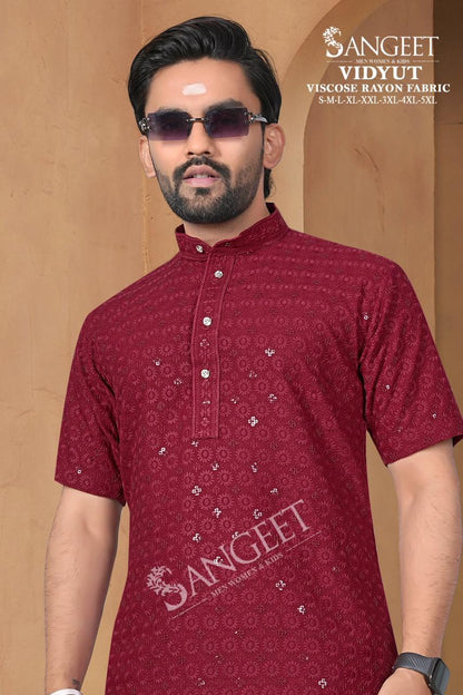 Vidyut Short Sangeet Viscose Rayon Mens Kurta Wholesaler India