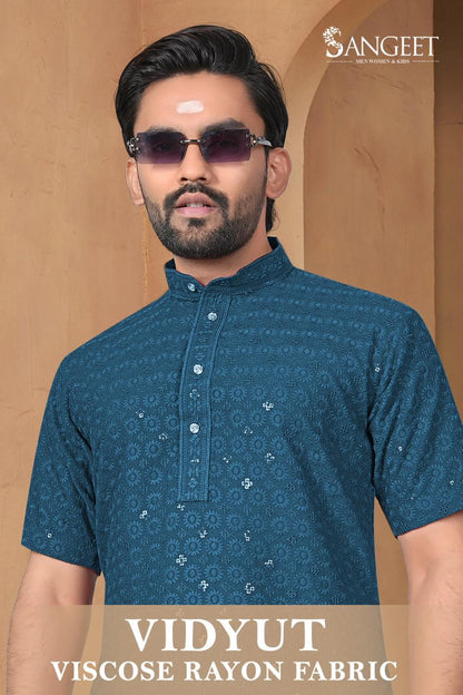 Vidyut Short Sangeet Viscose Rayon Mens Kurta Wholesaler India