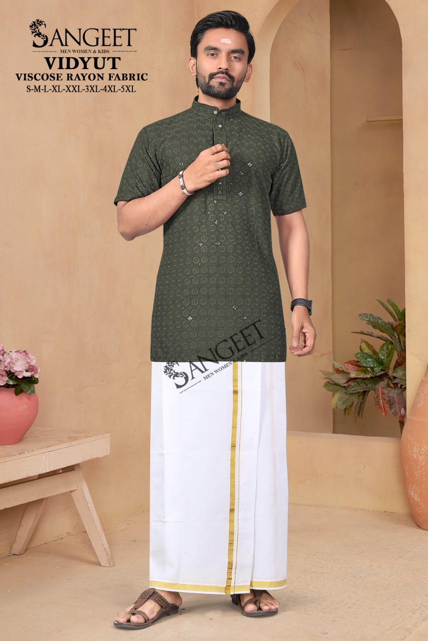Vidyut Short Sangeet Viscose Rayon Mens Kurta Wholesaler India