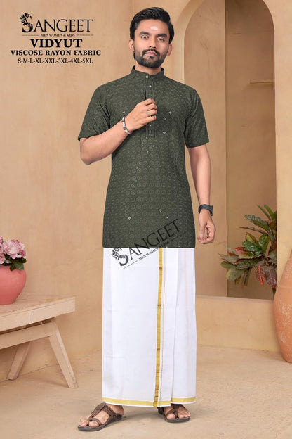 Vidyut Short Sangeet Viscose Rayon Mens Kurta Wholesaler India