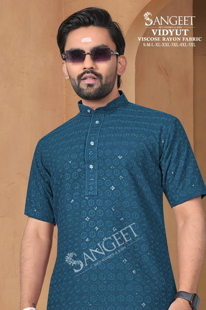 Vidyut Short Sangeet Viscose Rayon Mens Kurta Wholesaler India