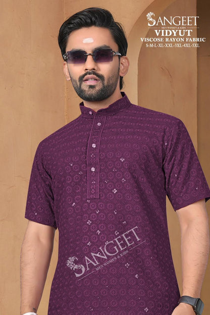 Vidyut Short Sangeet Viscose Rayon Mens Kurta Wholesaler India