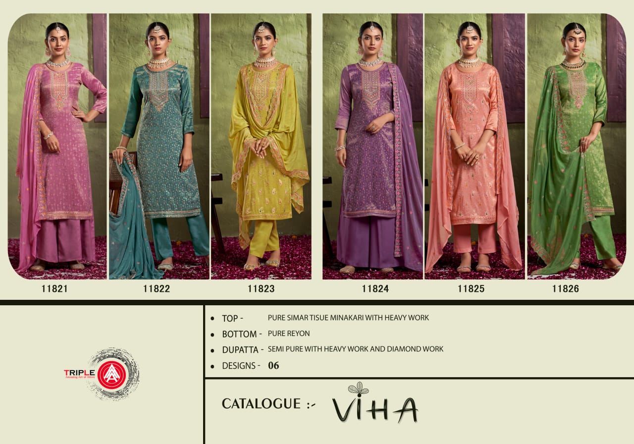 Viha Triple Aaa Simmer Tissue Plazzo Style Suits Manufacturer Gujarat