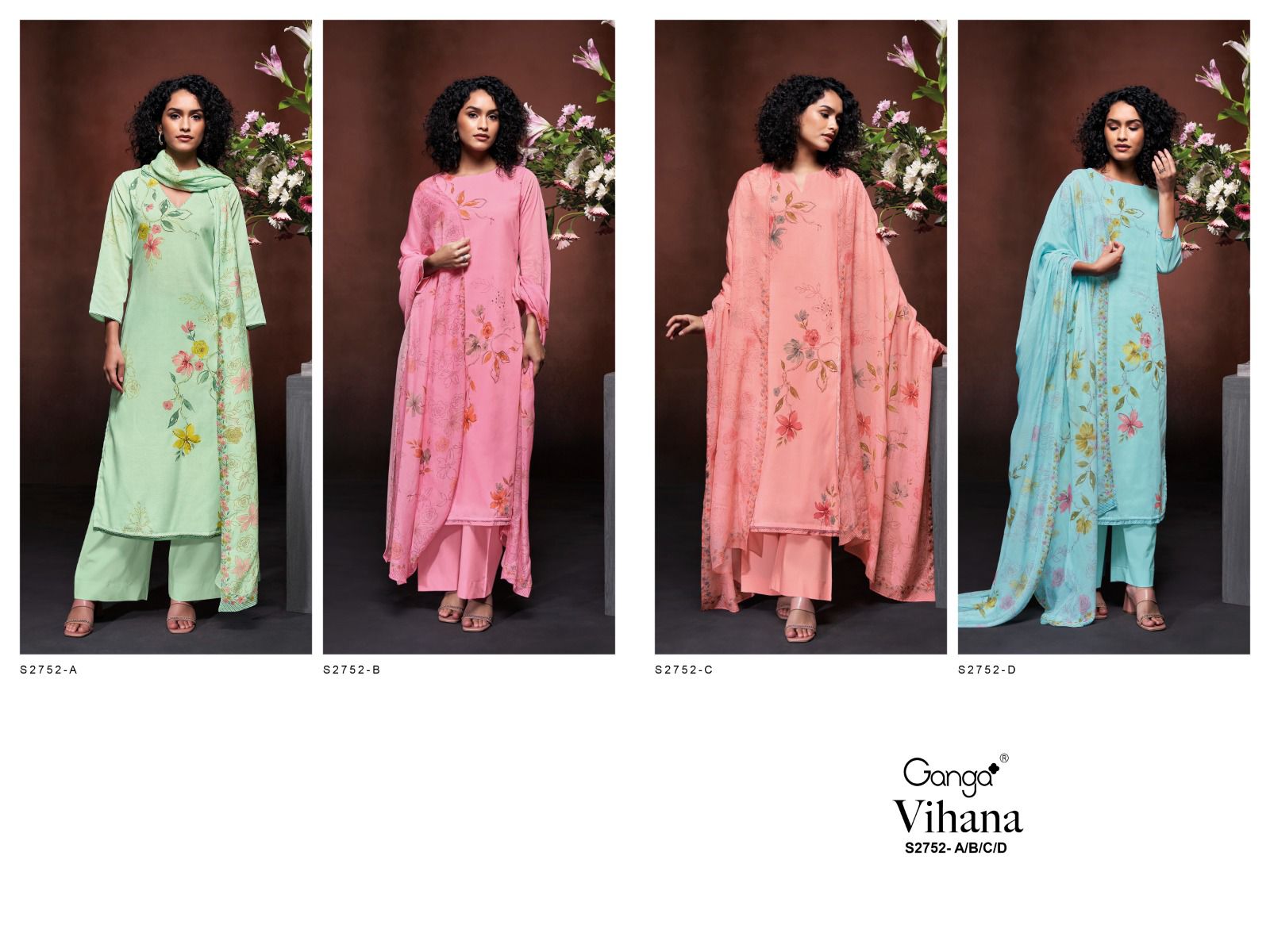 Vihana 2752 Ganga Voile Plazzo Style Suits Supplier India