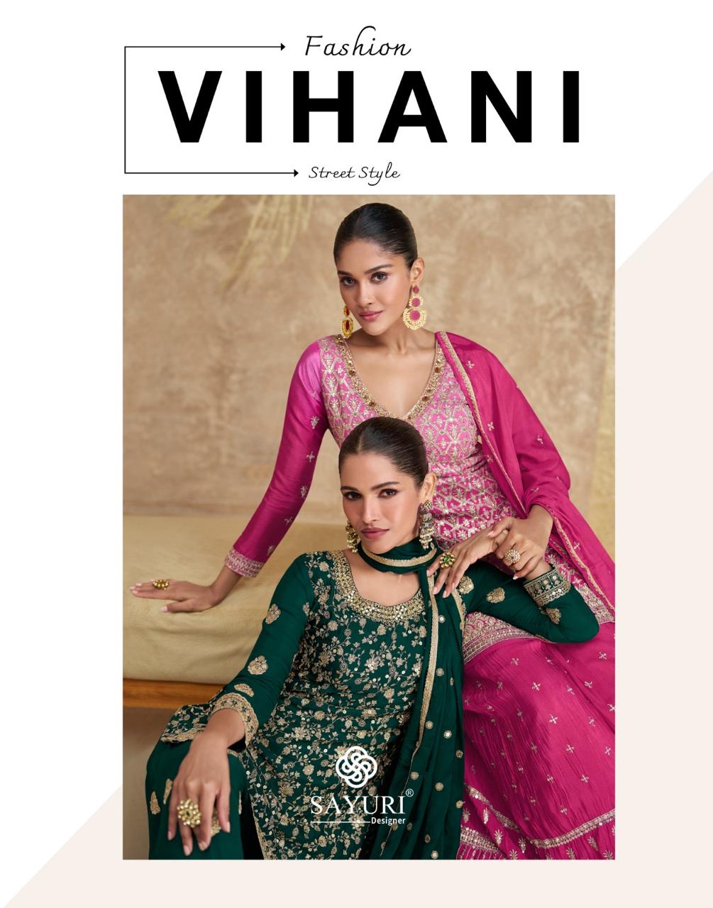 Vihani Sayuri Chinon Silk Readymade Suits Exporter India