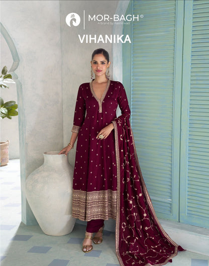 Vihanika Aashirwad Creation Mor Bagh Premium Silk Readymade Anarkali Suits Manufacturer Gujarat
