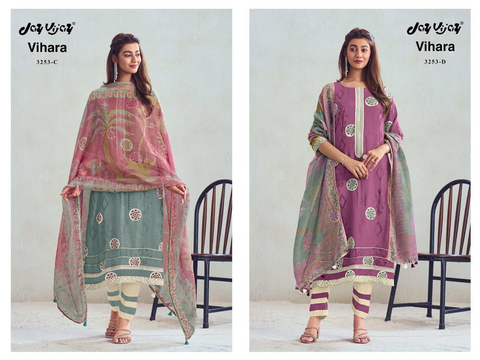 Vihara 3253 Jay Vijay Pure Bemberg Pant Style Suits Supplier Gujarat