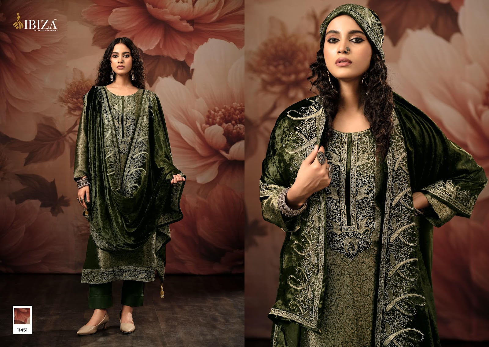 Vihara Ibiza Jacquard Velvet Suits Wholesaler