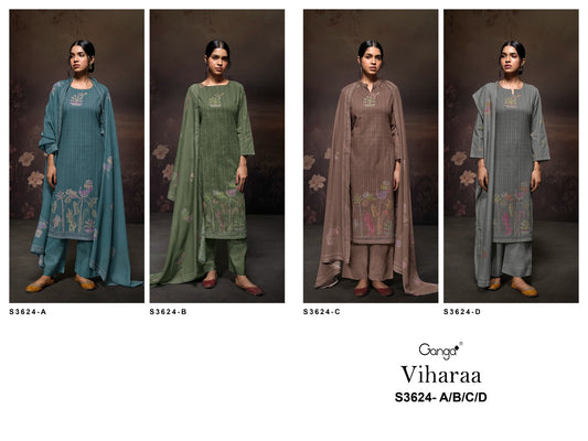 Viharaa 3624 Ganga Premium Cotton Plazzo Style Suits Wholesale