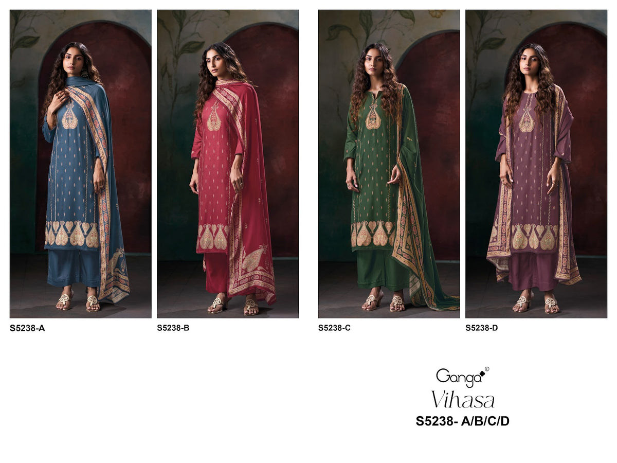 Vihasa S5238 Ganga Wool Pashmina Suits Wholesale Rate