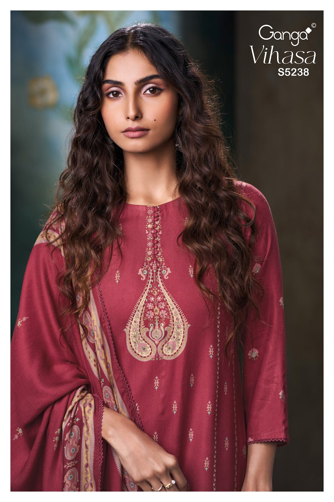Vihasa S5238 Ganga Wool Pashmina Suits Wholesale Rate