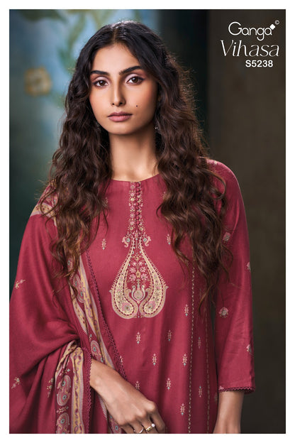 Vihasa S5238 Ganga Wool Pashmina Suits Wholesale Rate
