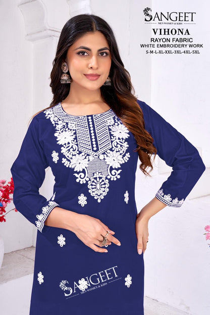 Vihona Sangeet Rayon Short Kurtis Exporter Gujarat