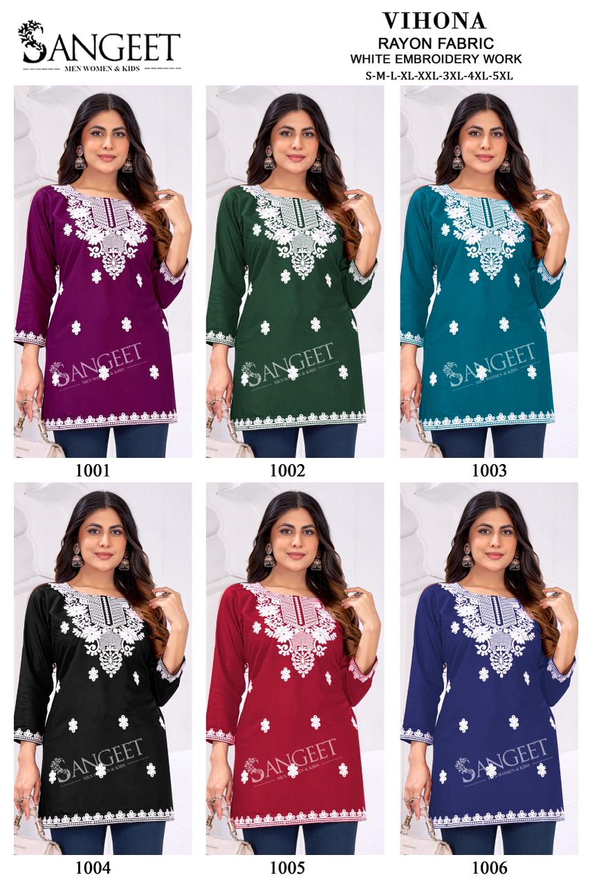 Vihona Sangeet Rayon Short Kurtis Exporter Gujarat