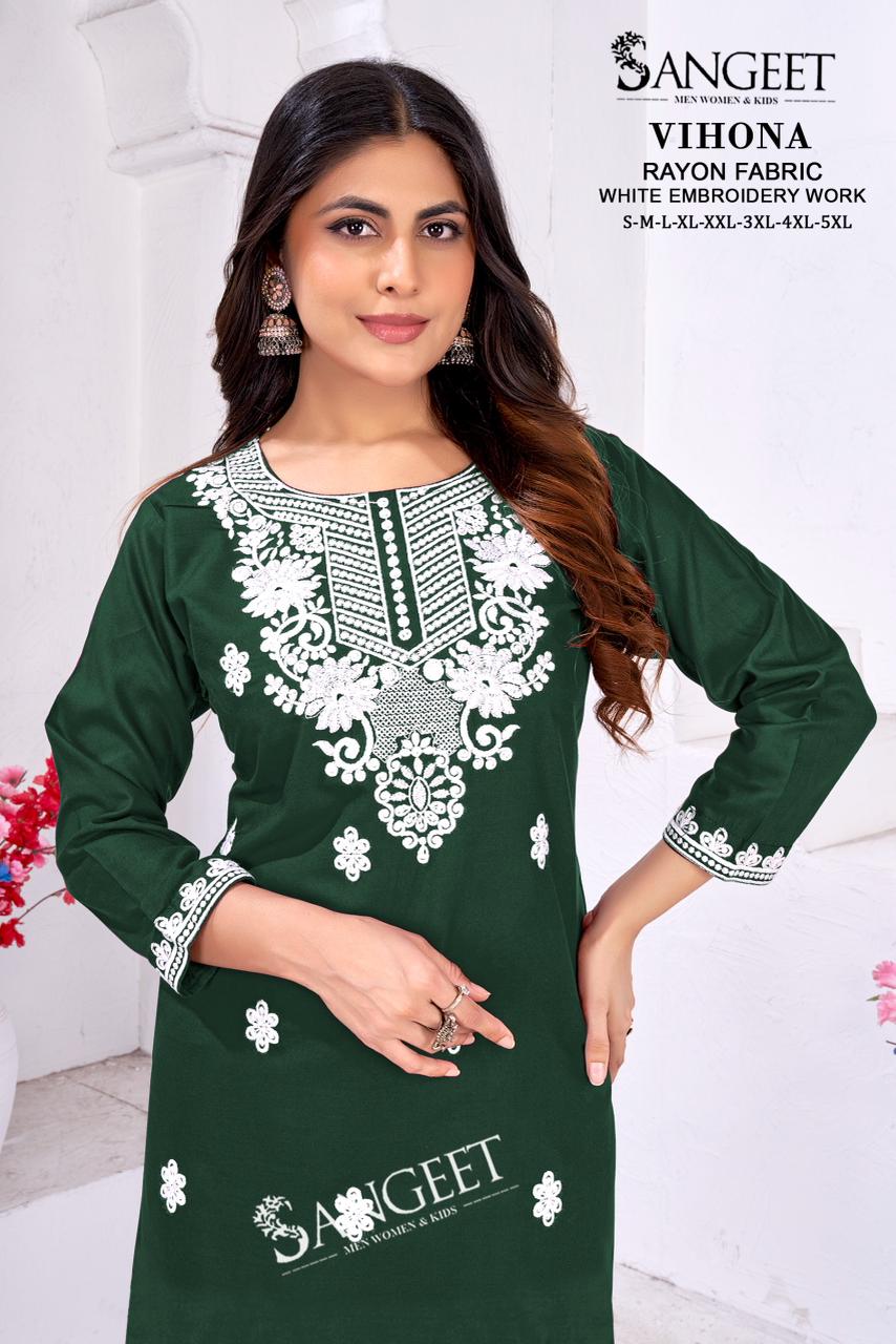 Vihona Sangeet Rayon Short Kurtis Exporter Gujarat