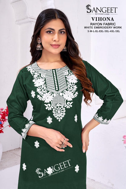 Vihona Sangeet Rayon Short Kurtis Exporter Gujarat