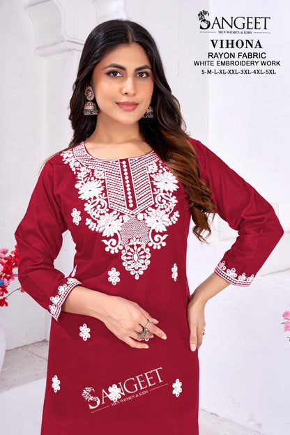 Vihona Sangeet Rayon Short Kurtis Exporter Gujarat