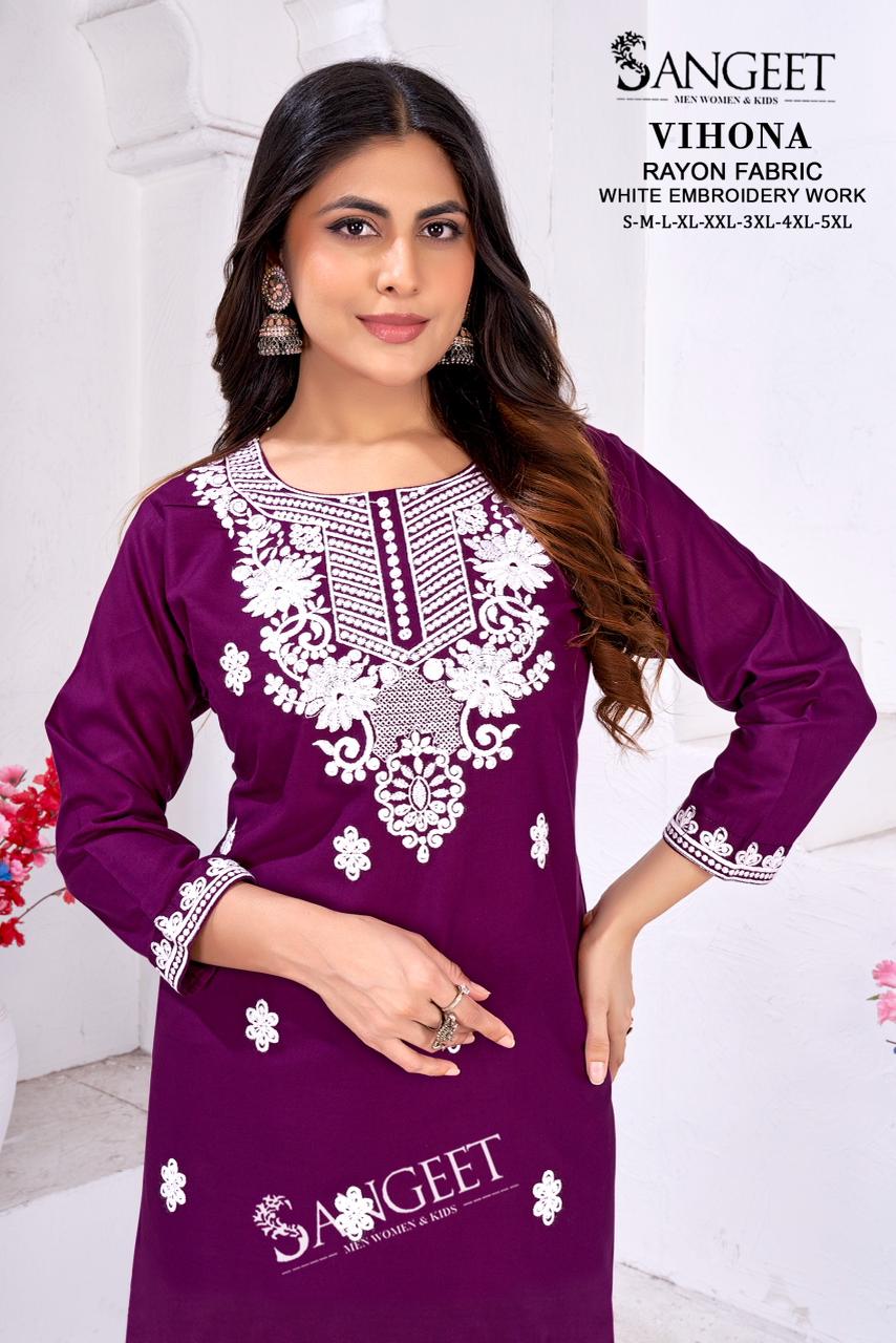 Vihona Sangeet Rayon Short Kurtis Exporter Gujarat