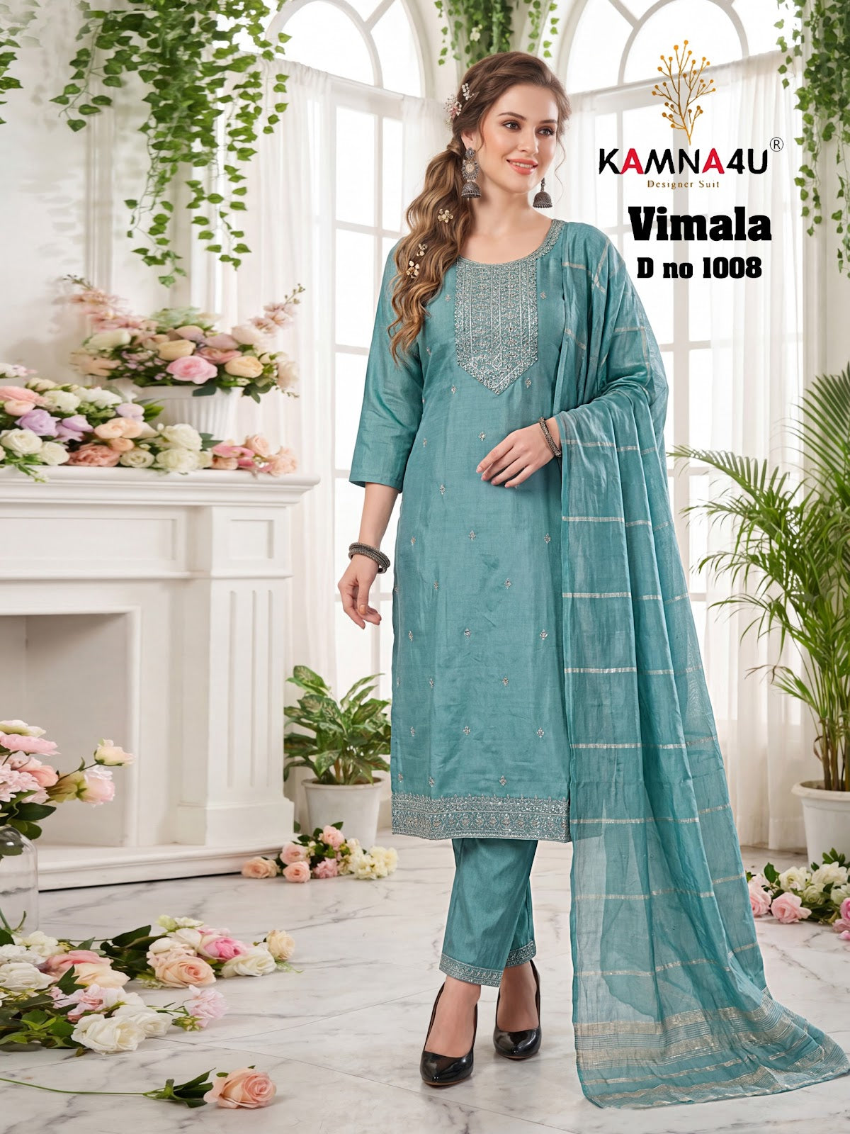 Vimala Kamna4U Vertican Readymade Pant Style Suits Wholesale