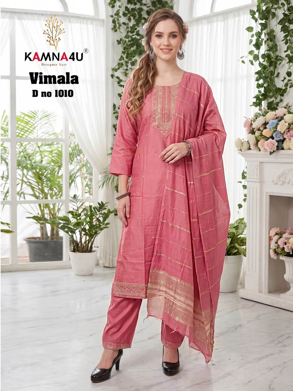 Vimala Kamna4U Vertican Readymade Pant Style Suits Wholesale
