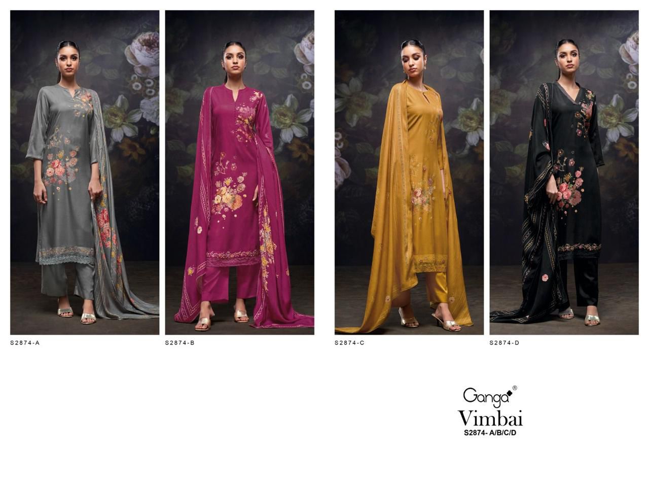 Vimbai S2874 Ganga Pashmina Plazzo Style Suits Manufacturer Ahmedabad