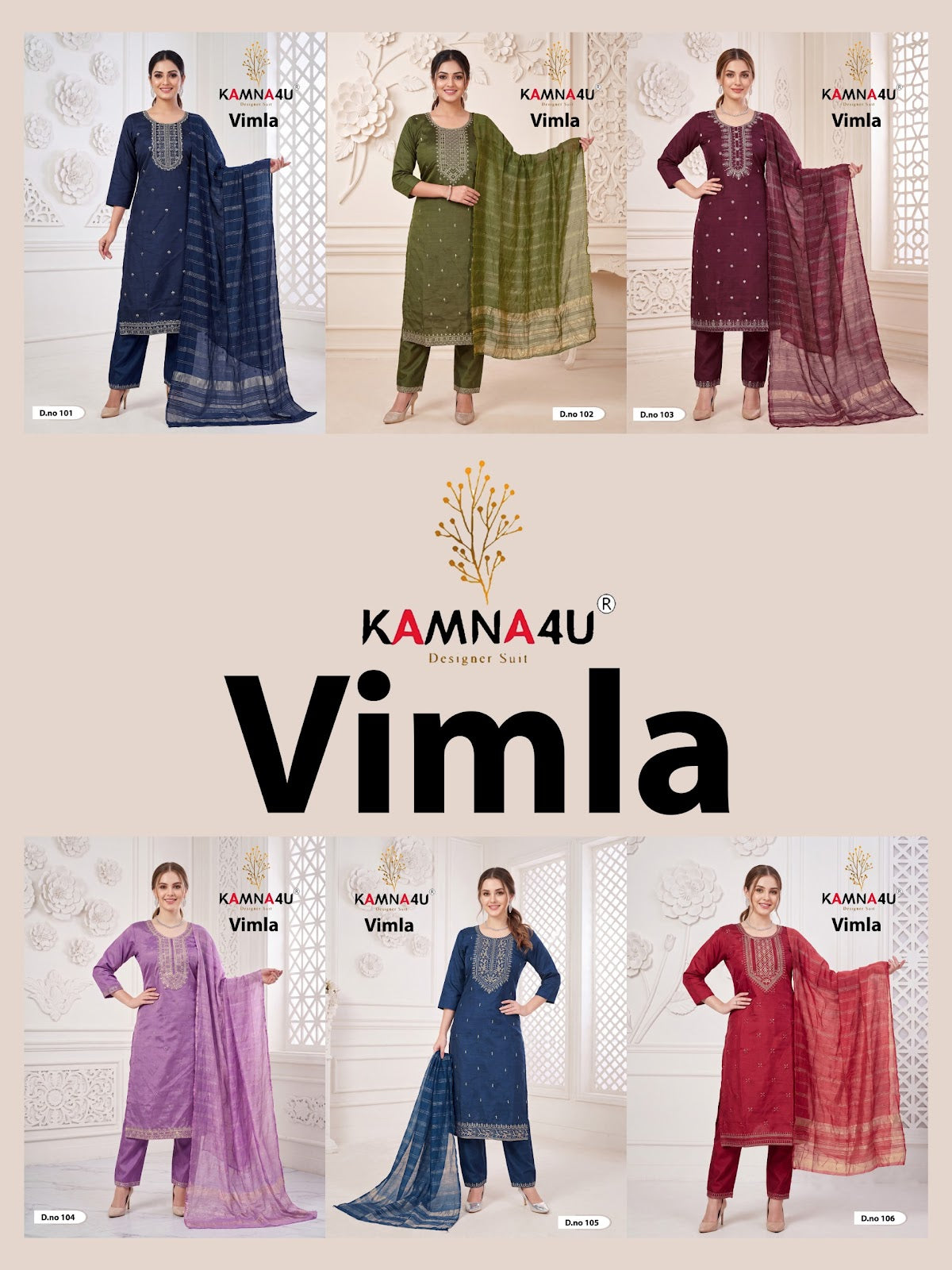 Vimla Kamna4U Vertican Readymade Pant Style Suits Manufacturer India