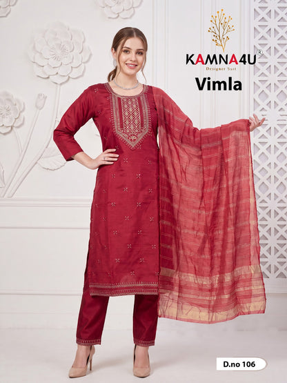 Vimla Kamna4U Vertican Readymade Pant Style Suits Manufacturer India