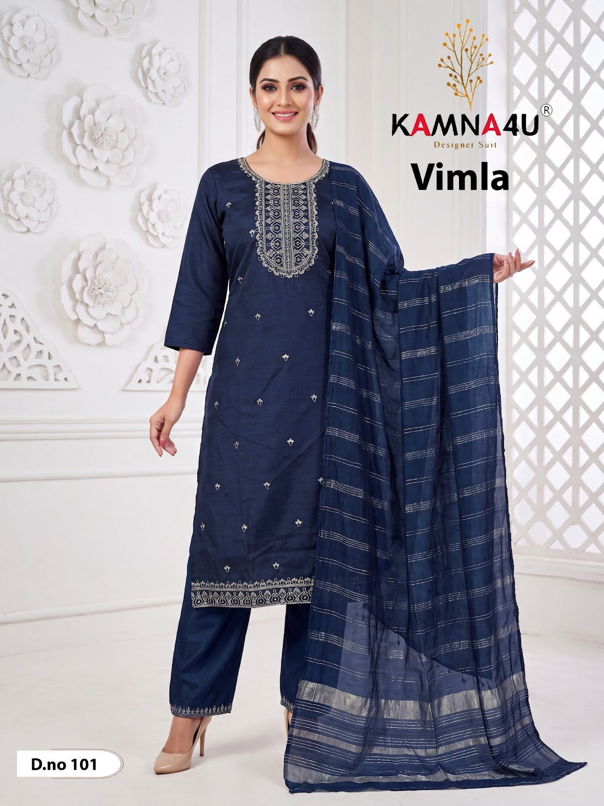 Vimla Kamna4U Vertican Readymade Pant Style Suits Manufacturer India
