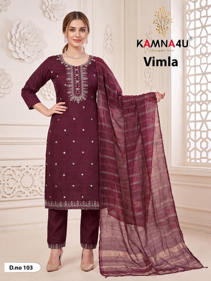 Vimla Kamna4U Vertican Readymade Pant Style Suits Manufacturer India