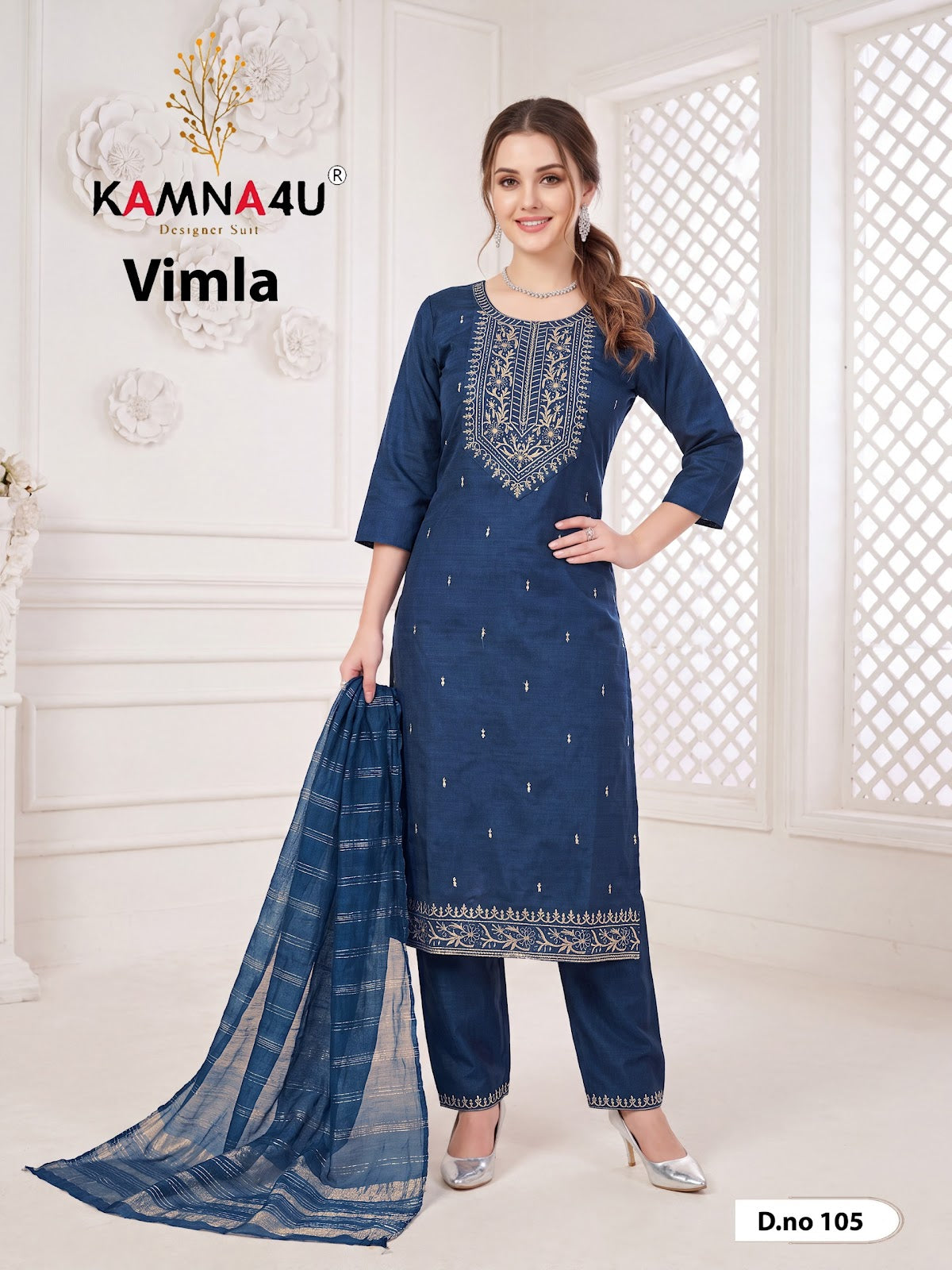 Vimla Kamna4U Vertican Readymade Pant Style Suits Manufacturer India