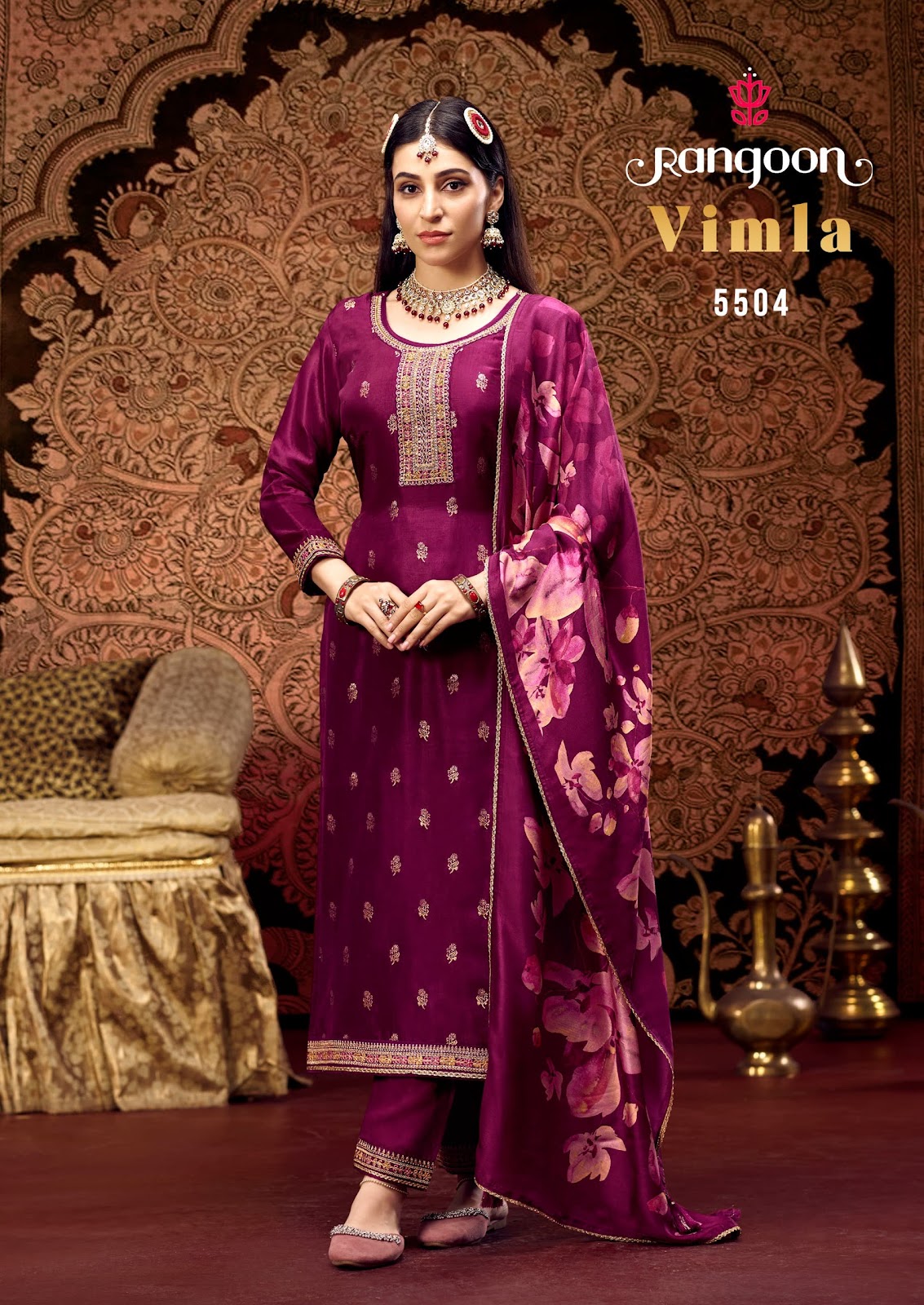 Vimla Rangoon Dola Jacquard Readymade Pant Style Suits Wholesaler India