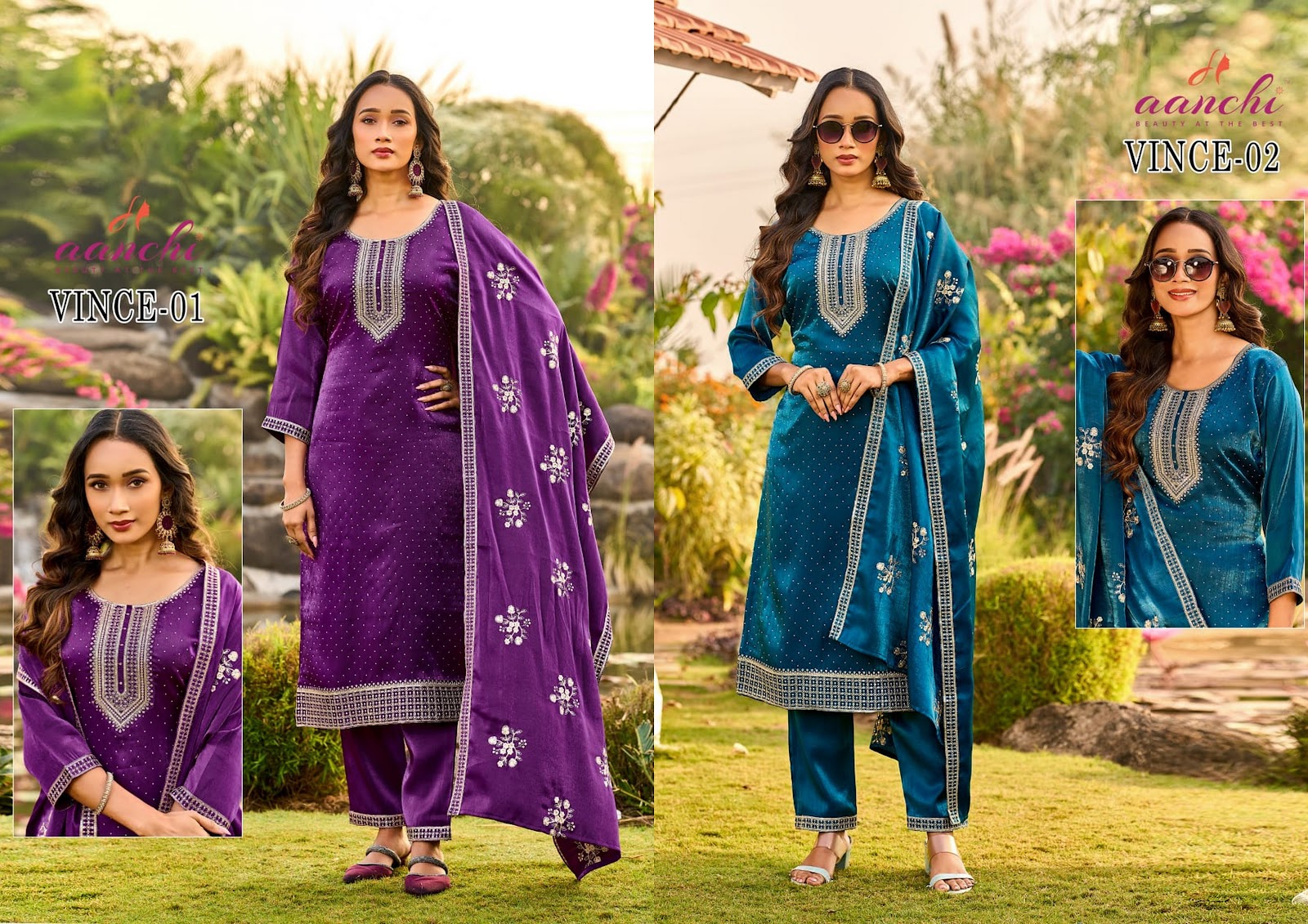 Vince Aanchi Roman Readymade Pant Style Suits Wholesale Price