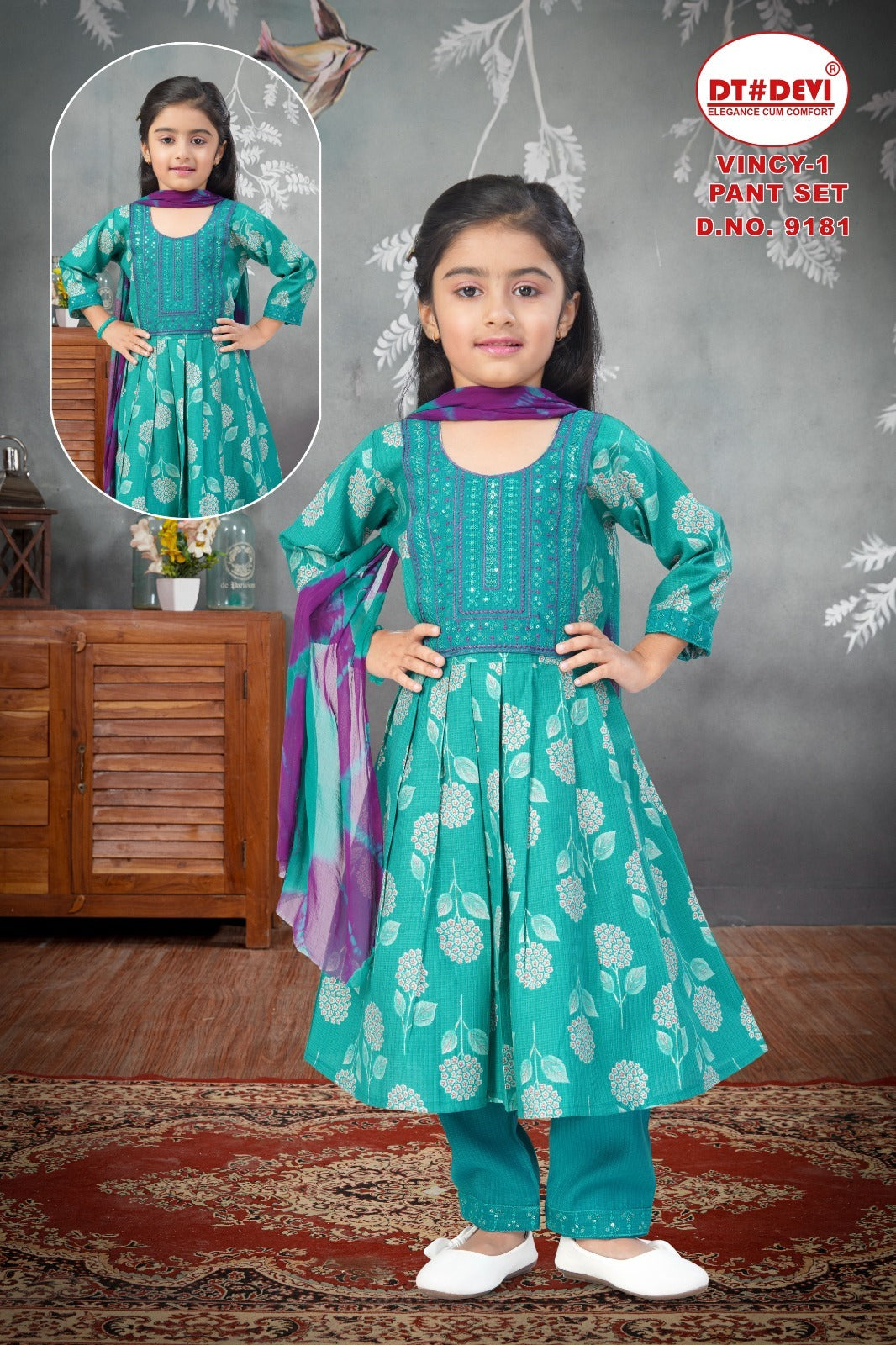 Vincy 1 Dn 9181 Dt Devi Vetican Girls Readymade Pant Suits Manufacturer Gujarat