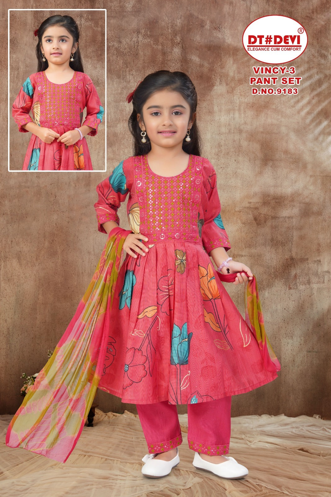 Vincy 3 Dn 9183 Dt Devi Vetican Girls Readymade Pant Suits Manufacturer Gujarat