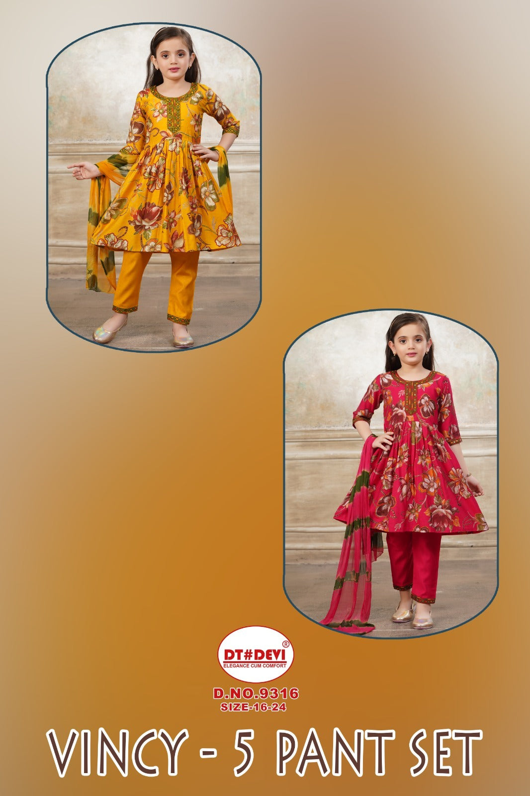 Vincy 5 Dn 9316 Dt Devi Berlin Girls Readymade Pant Suits Wholesale Price