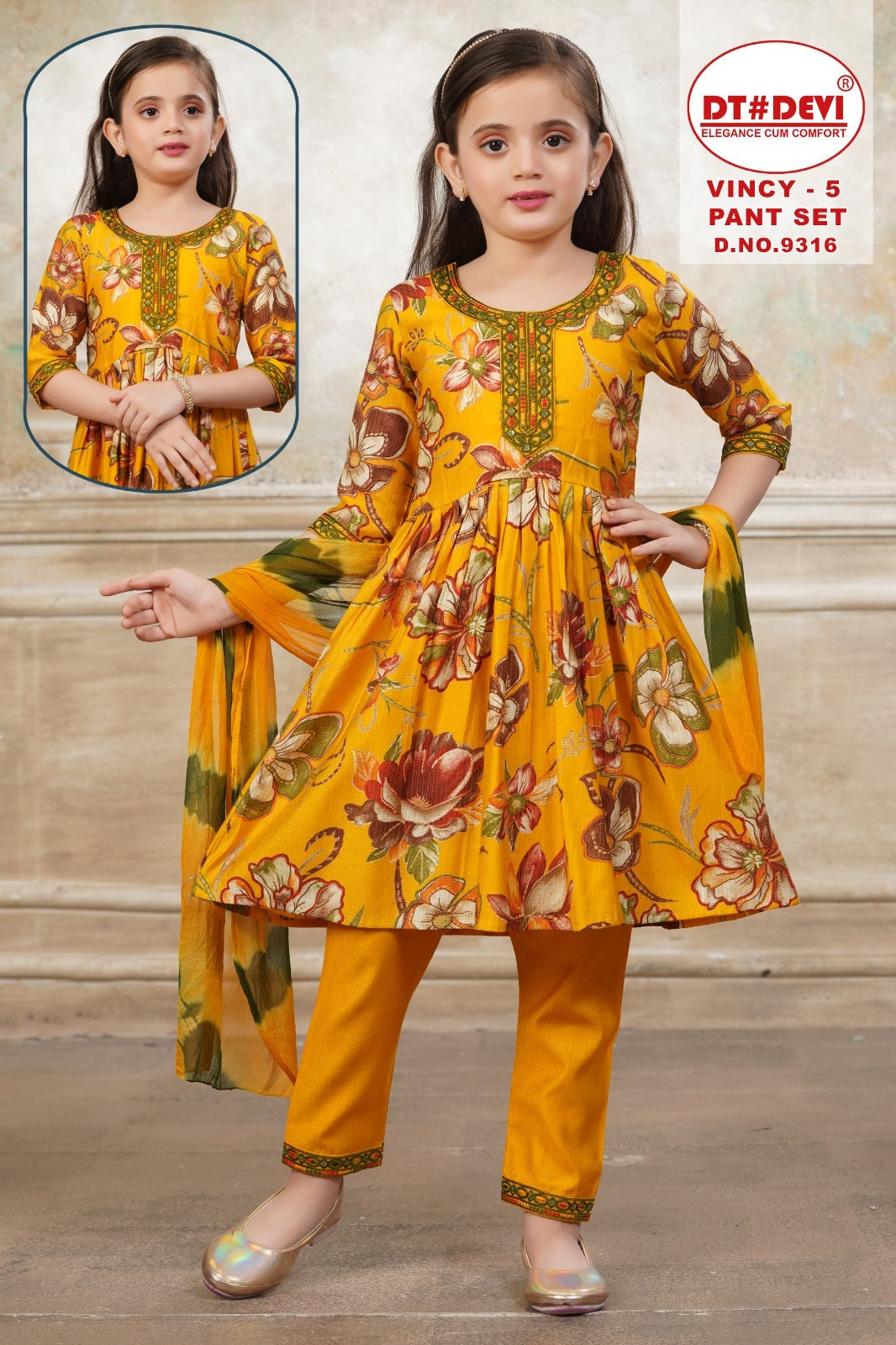 Vincy 5 Dn 9316 Dt Devi Berlin Girls Readymade Pant Suits Wholesale Price