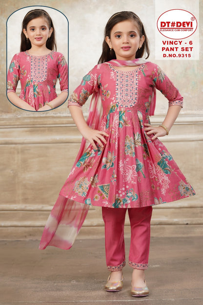 Vincy 6 Dn 9315 Dt Devi Berlin Girls Readymade Pant Suits Manufacturer India