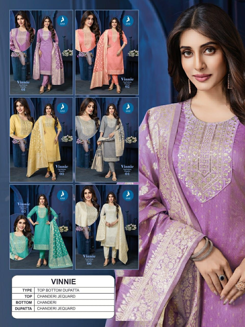 Vinnie Kaya Chanderi Readymade Pant Style Suits Wholesale Rate