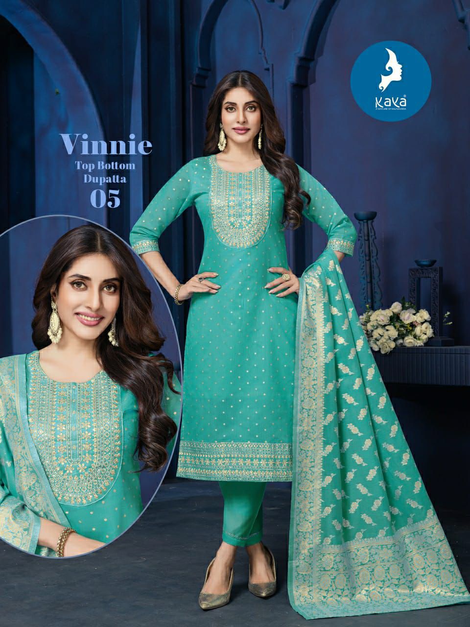 Vinnie Kaya Chanderi Readymade Pant Style Suits Wholesale Rate