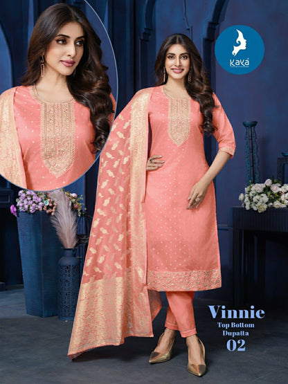 Vinnie Kaya Chanderi Readymade Pant Style Suits Wholesale Rate