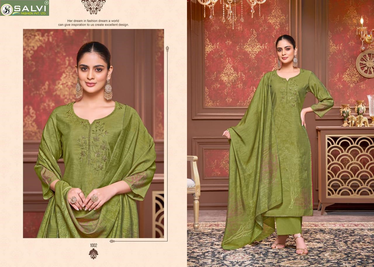 Vintage Silk Salvi Fashion Linen Silk Plazzo Style Suits Manufacturer