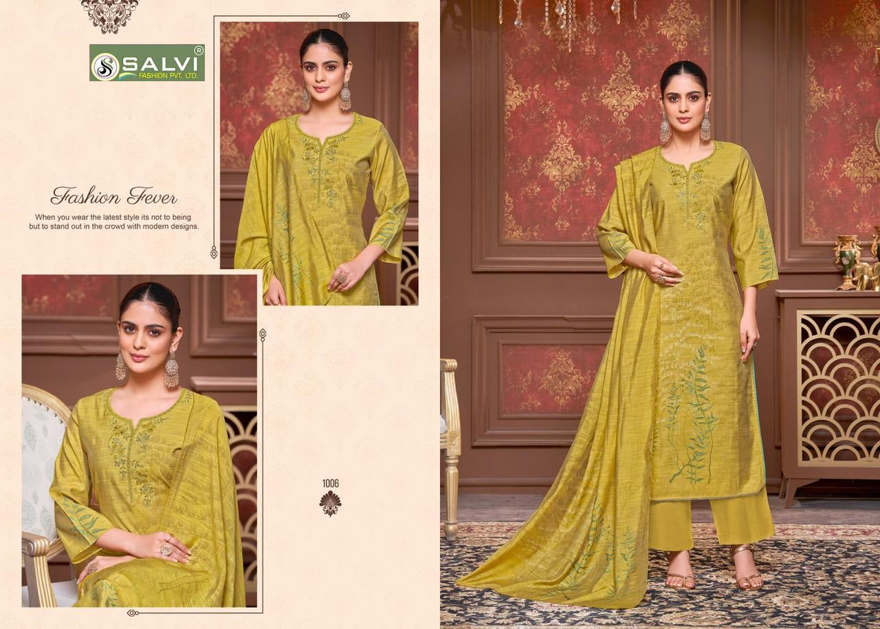 Vintage Silk Salvi Fashion Linen Silk Plazzo Style Suits Manufacturer