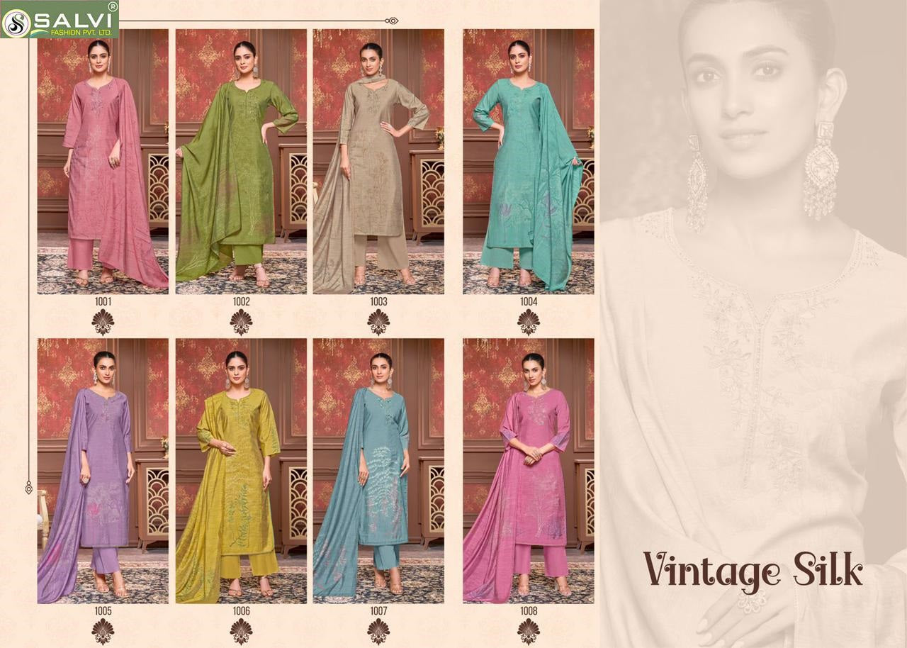 Vintage Silk Salvi Fashion Linen Silk Plazzo Style Suits Manufacturer