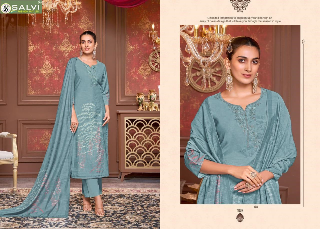 Vintage Silk Salvi Fashion Linen Silk Plazzo Style Suits Manufacturer