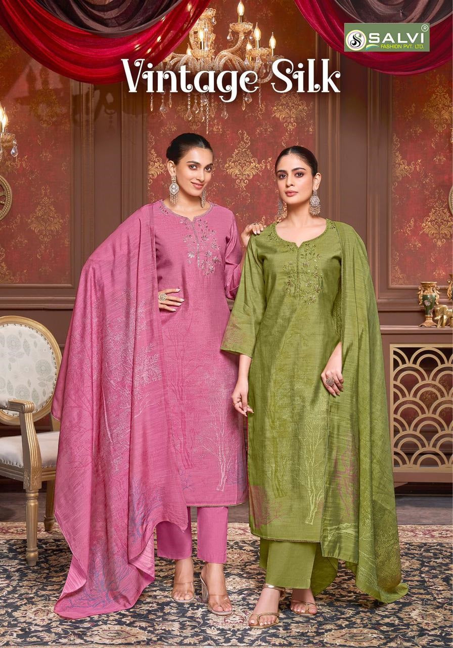 Vintage Silk Salvi Fashion Linen Silk Plazzo Style Suits Manufacturer