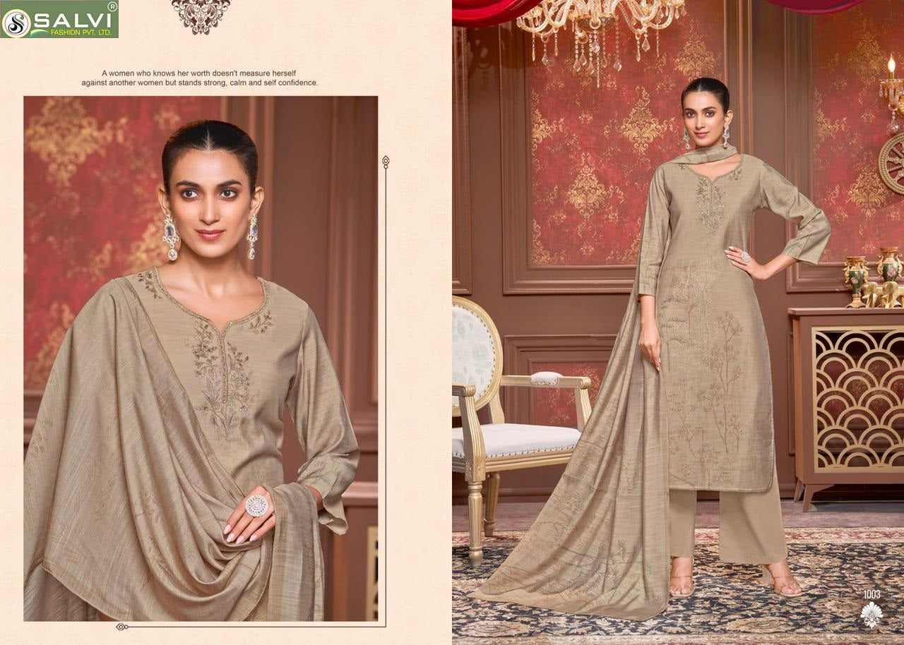 Vintage Silk Salvi Fashion Linen Silk Plazzo Style Suits Manufacturer
