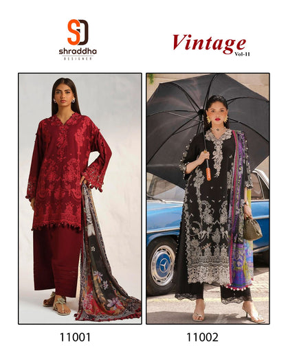 Vintage Vol 11( 11001-11002) Shraddha Designer Lawn Cotton Pakistani Patch Work Suits Manufacturer Ahmedabad